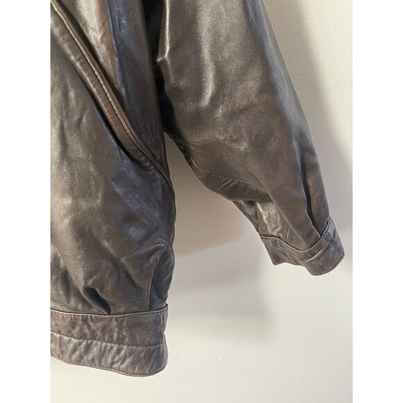 Vtg Jacket Golden Collection By Rafaello Y2K Mens 80s Leather XL Brown Bomber - Picture 2 of 15